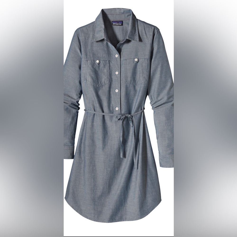 Patagonia Shirt Dress Blue Chambrey Denim 100% Organic Cotton  Size 6